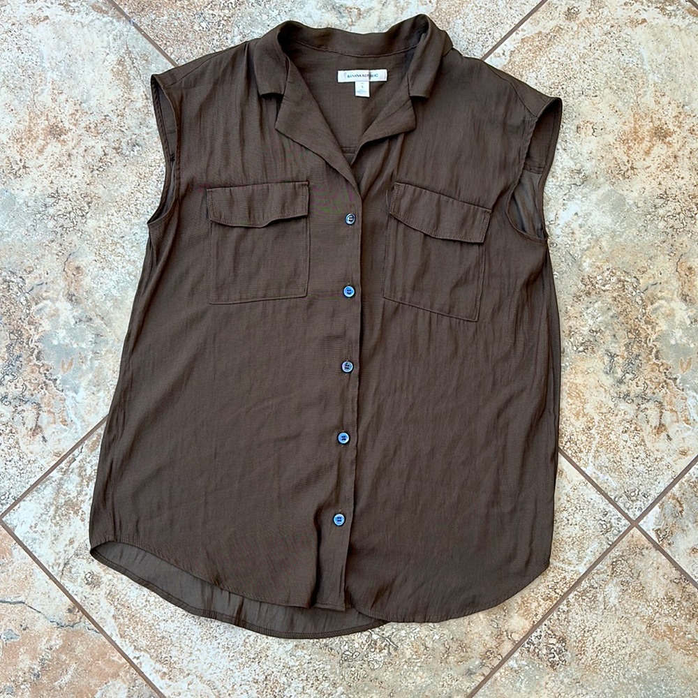Banana Republic Sleeveless Business Casual Button Down Blouse Women S Small Tall